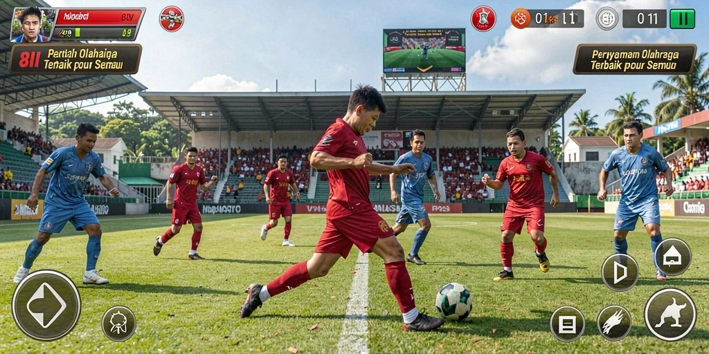 Screenshot gameplay 8II menampilkan aksi olahraga yang mendebarkan.