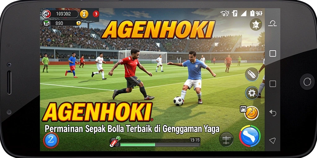 Tampilan gameplay AGENHOKI dengan grafis yang memukau dan aksi sepak bola yang seru.