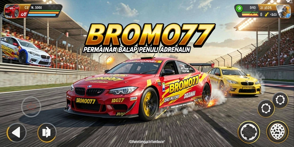 Screenshot gameplay BROMO77 yang menunjukkan balapan seru.