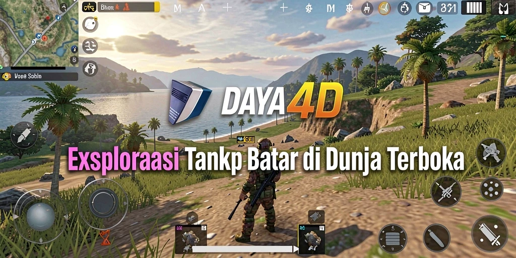 Screenshot menunjukkan pemain menjelajahi dunia terbuka DAYA4D yang kaya dan beragam.