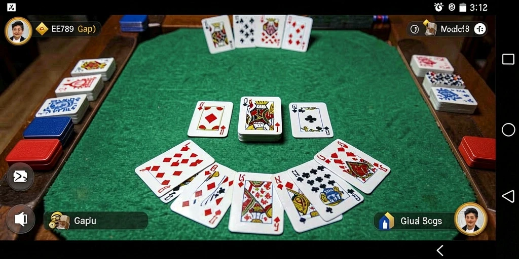 Screenshot gameplay EE789 menampilkan keseruan bermain Gaple dengan teman.