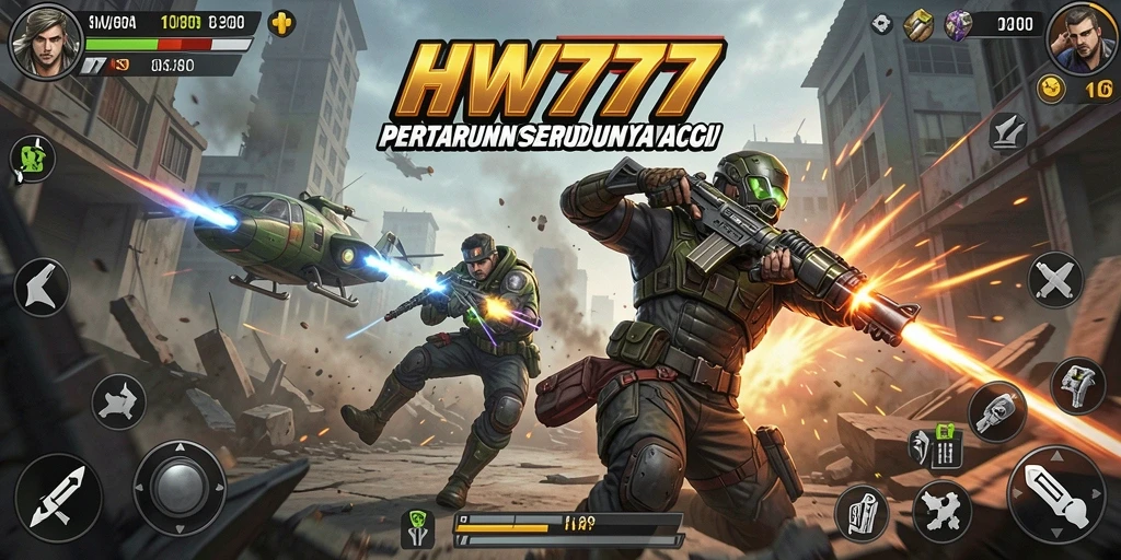 Tangkapan layar HW777 menunjukkan aksi pertarungan yang seru dan mendebarkan.