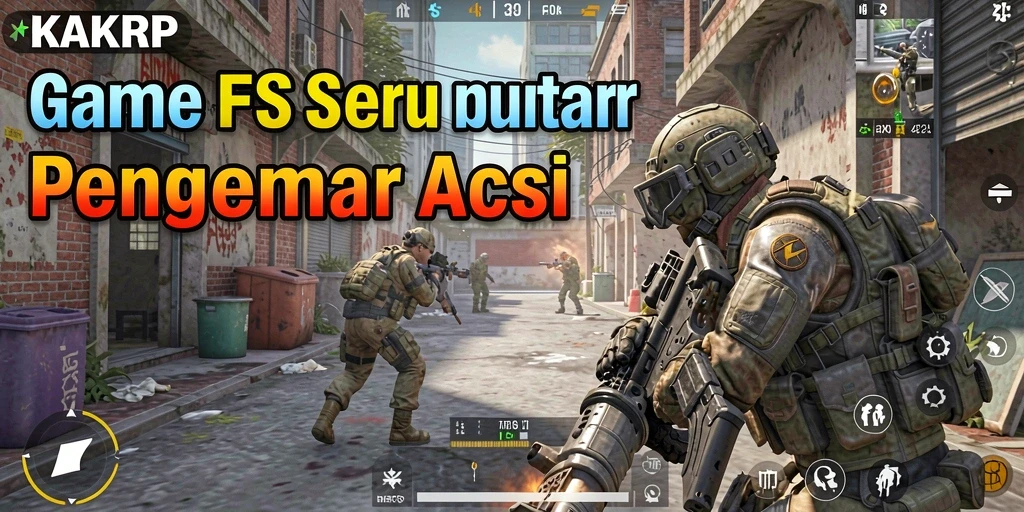 Screenshot gameplay KAKRP menampilkan aksi tembak-menembak yang intens dan grafis menawan.