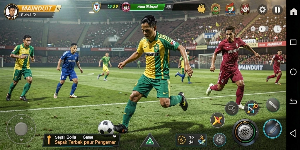Screenshot dari gameplay Sepak Bola yang menegangkan di MAINDUIT.